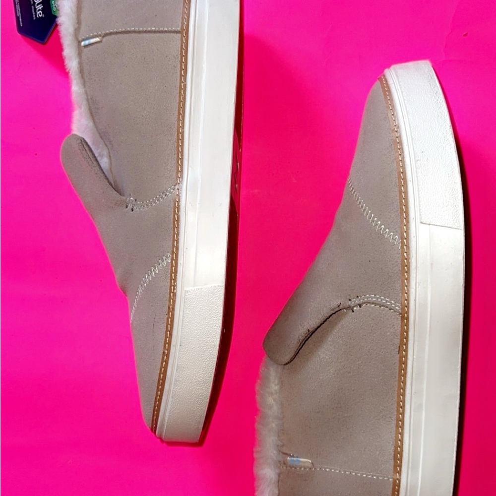Toms Tan Slip-On Shoes with Cozy Lining